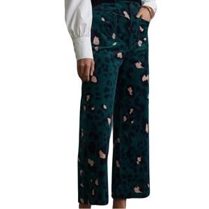 MAEVE Anthropology Pants 28”Colette”Corduroy Emerald-Green High-Rise Wide-Flare